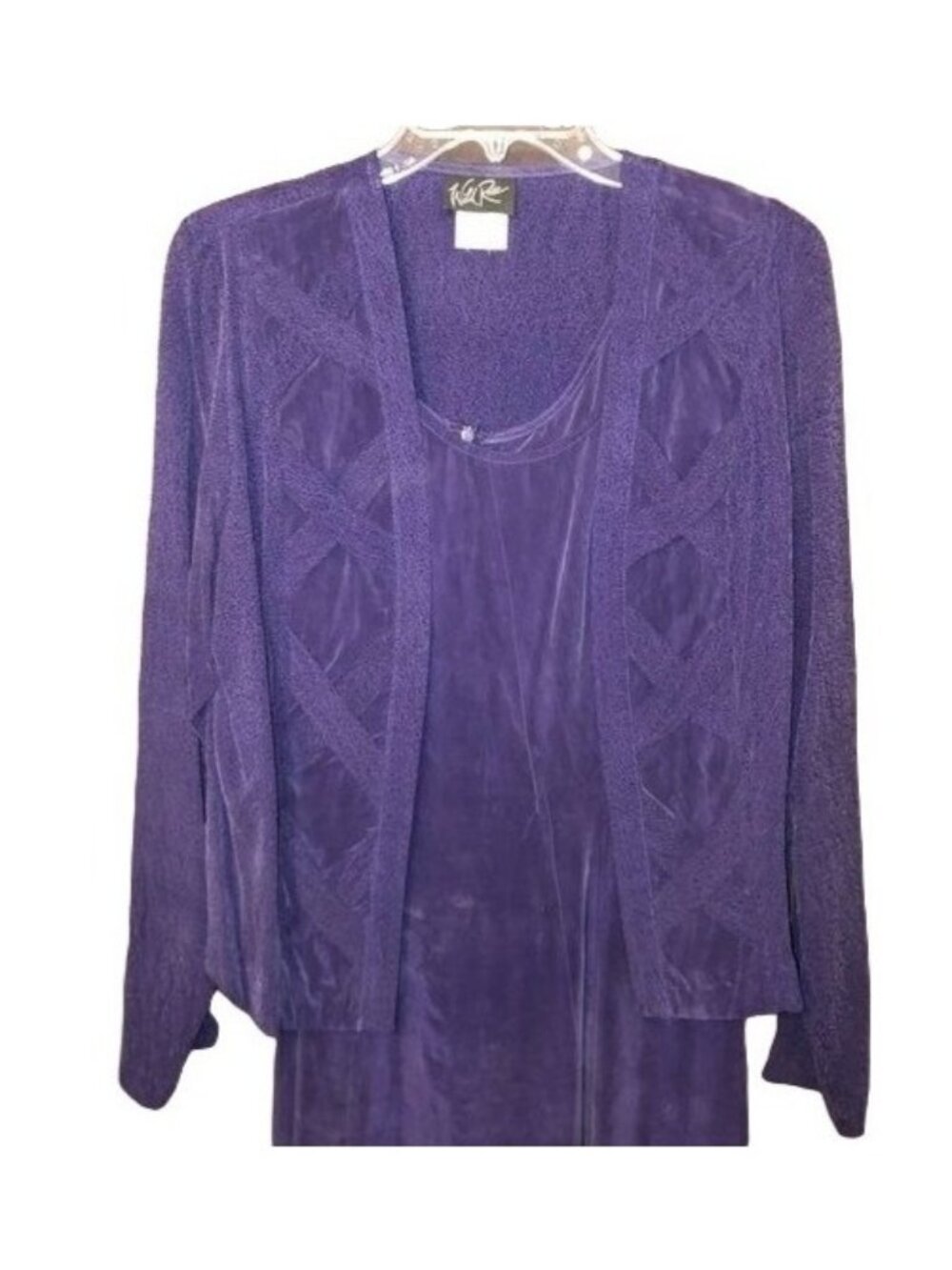 vintage Wild Rose  purple long dress blazer maxi rayon  READ